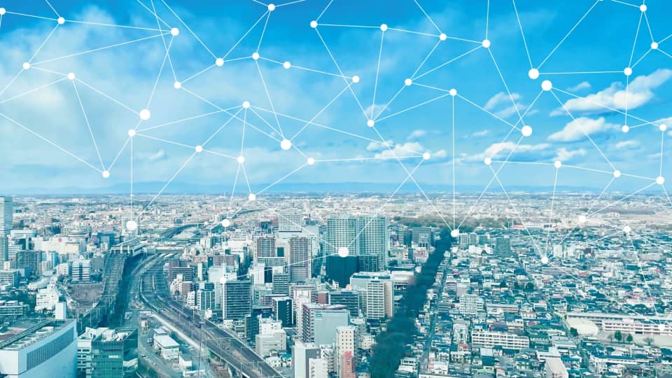 都市の上空から見た風景